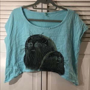 LF blue crop top with seals